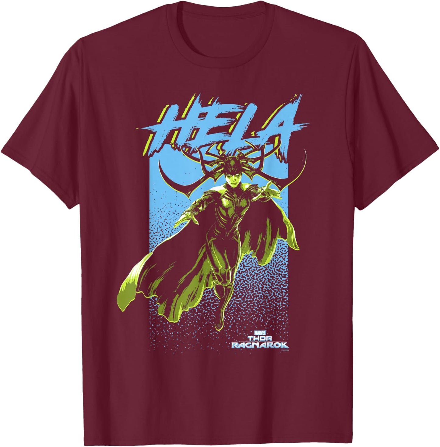 Marvel Thor Ragnarok Hela Retro Color Pop Graphic T-Shirt - T-Shirt | Maroon