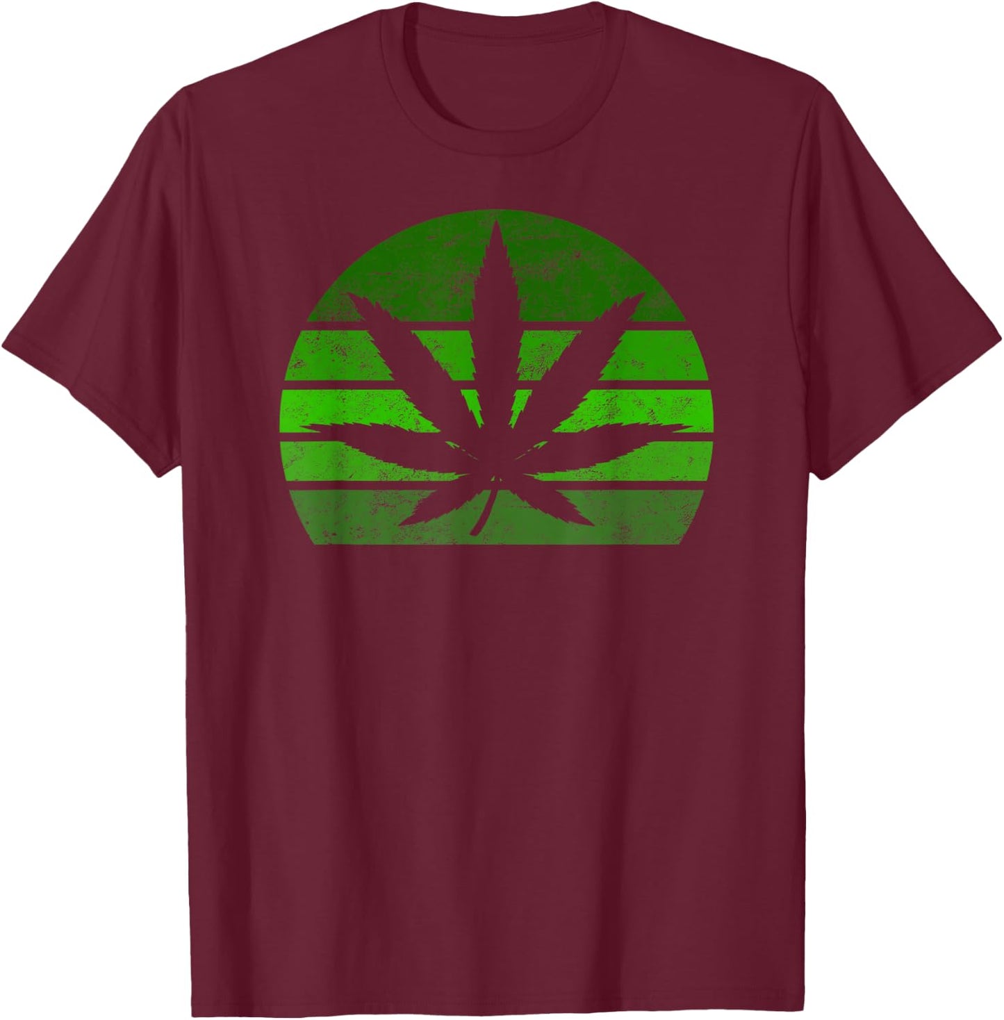 Vintage Marijuana Pot Leaf Hemp Leaf Retro T-Shirt - T-Shirt | Maroon