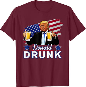 Donald Drunk - Trump 4th of July Funny Drinking Presidents T-Shirt - T-Shirt | Maroon