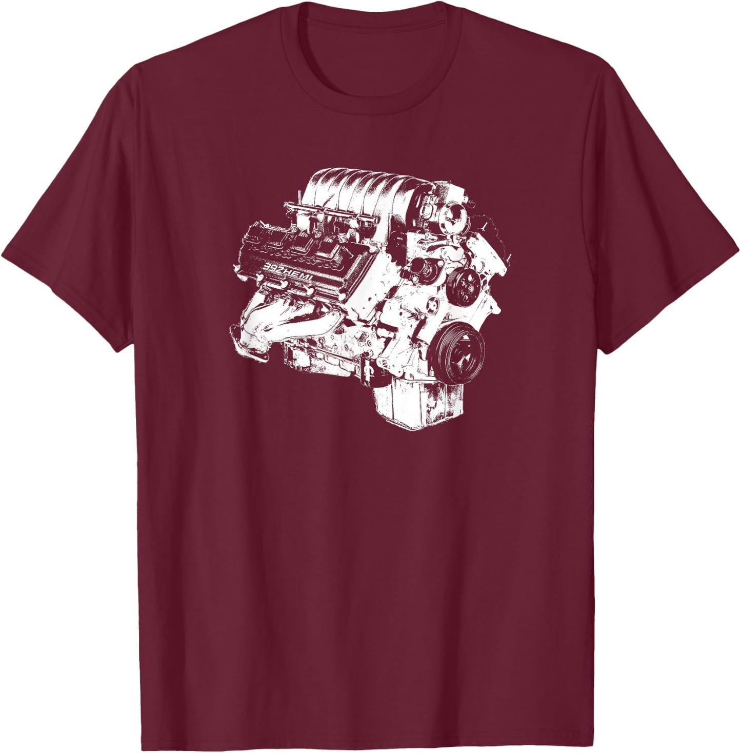 392 Hemi Head V8 Engine Silhouette T-Shirt - T-Shirt | Maroon