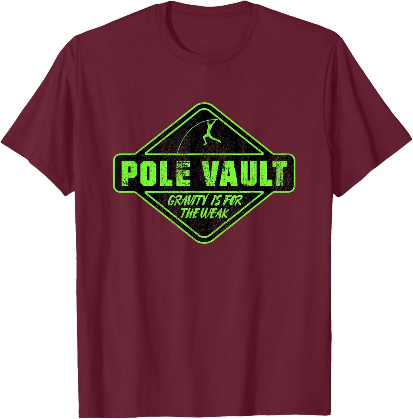 Pole Vault - Distressed Vintage Look Pole Vaulting T-Shirt - T-Shirt | Maroon