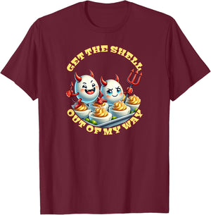 Funny Thanksgiving Dinner You Know Why I'm Here Deviled Egg - Funny Thanksgiving Shirt - Adults & Kids - Black - Small - Short Sleeve - Classic Fit - Cotton, Polyester - Machine Wash T-Shirt - T-Shirt | Maroon