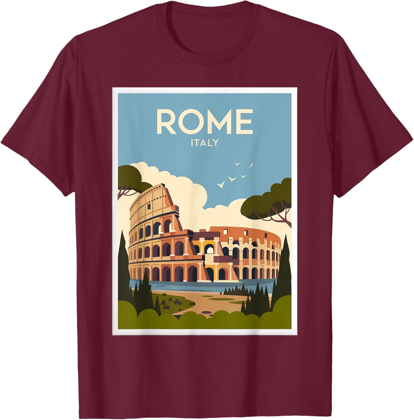 Retro Italy Roman Vintage Roma Italian Colosseum Rome T-Shirt - T-Shirt | Maroon