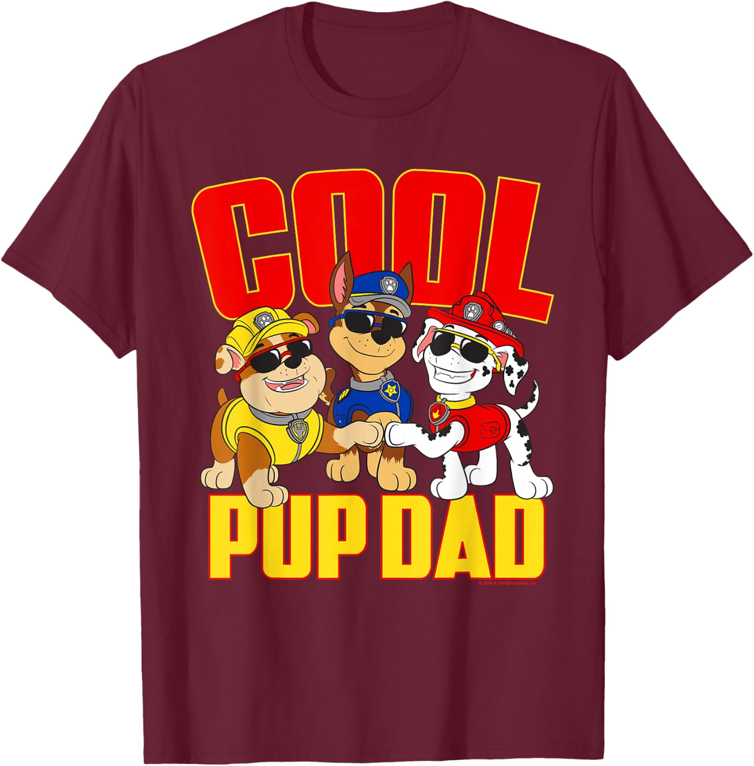 Paw Patrol Father's Day Cool Pup Dad T-Shirt - T-Shirt | Maroon