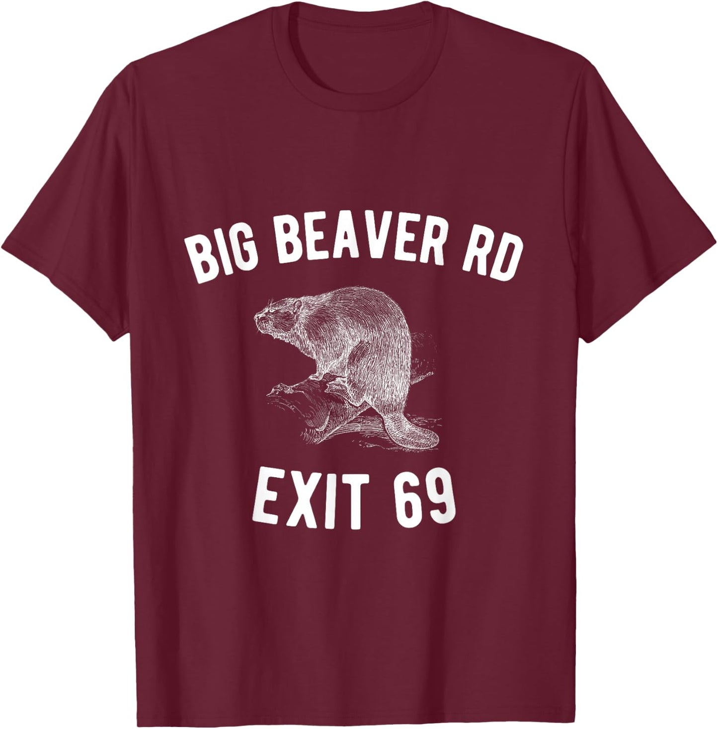 Detroit Shirt | Big Beaver Exit 69 T-Shirt - T-Shirt | Maroon