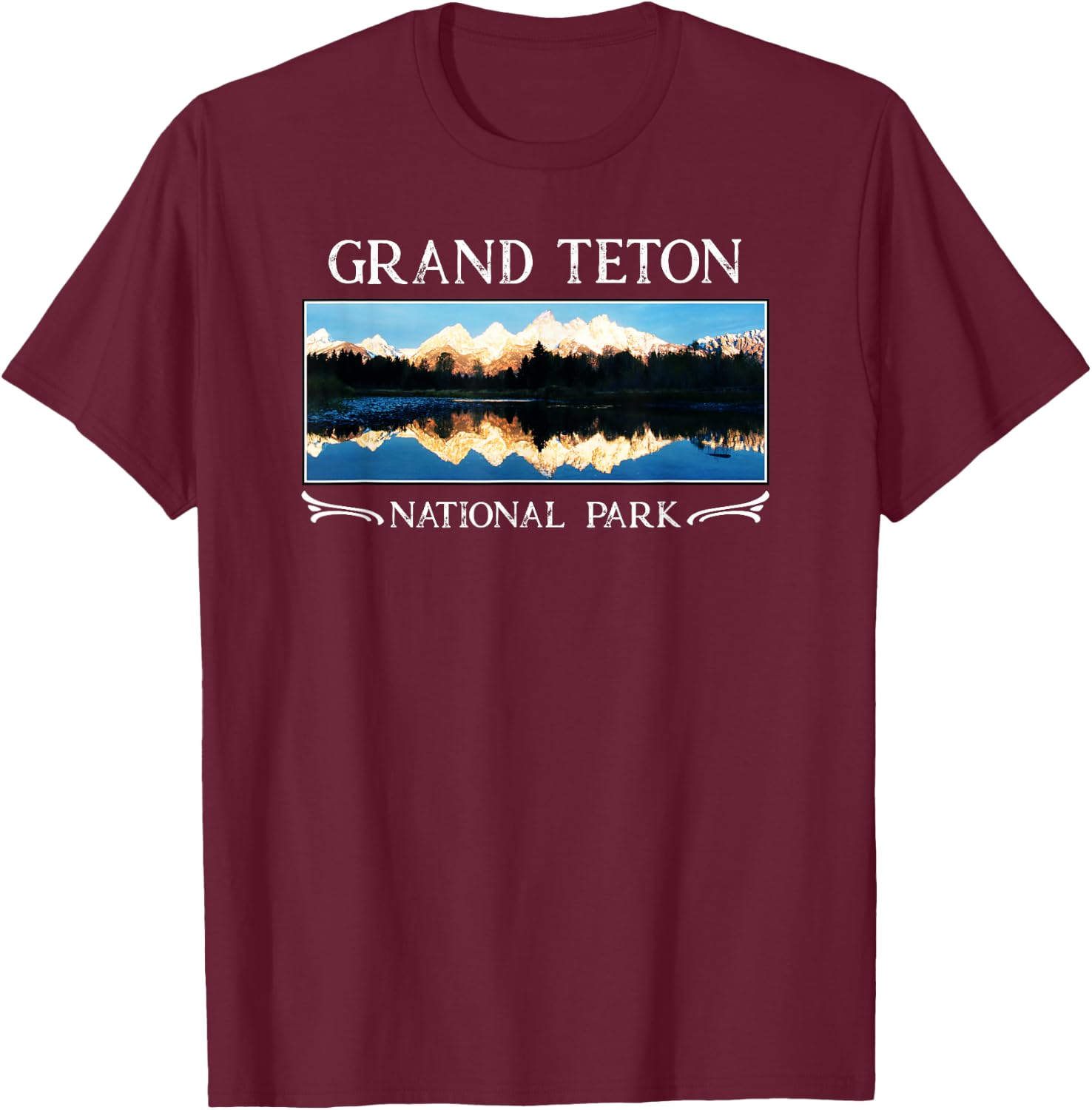 Grand Teton National Park T Shirt | Wyoming T Shirt T-Shirt - T-Shirt | Maroon