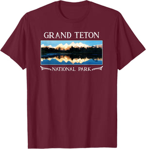 Grand Teton National Park T Shirt | Wyoming T Shirt T-Shirt - T-Shirt | Maroon