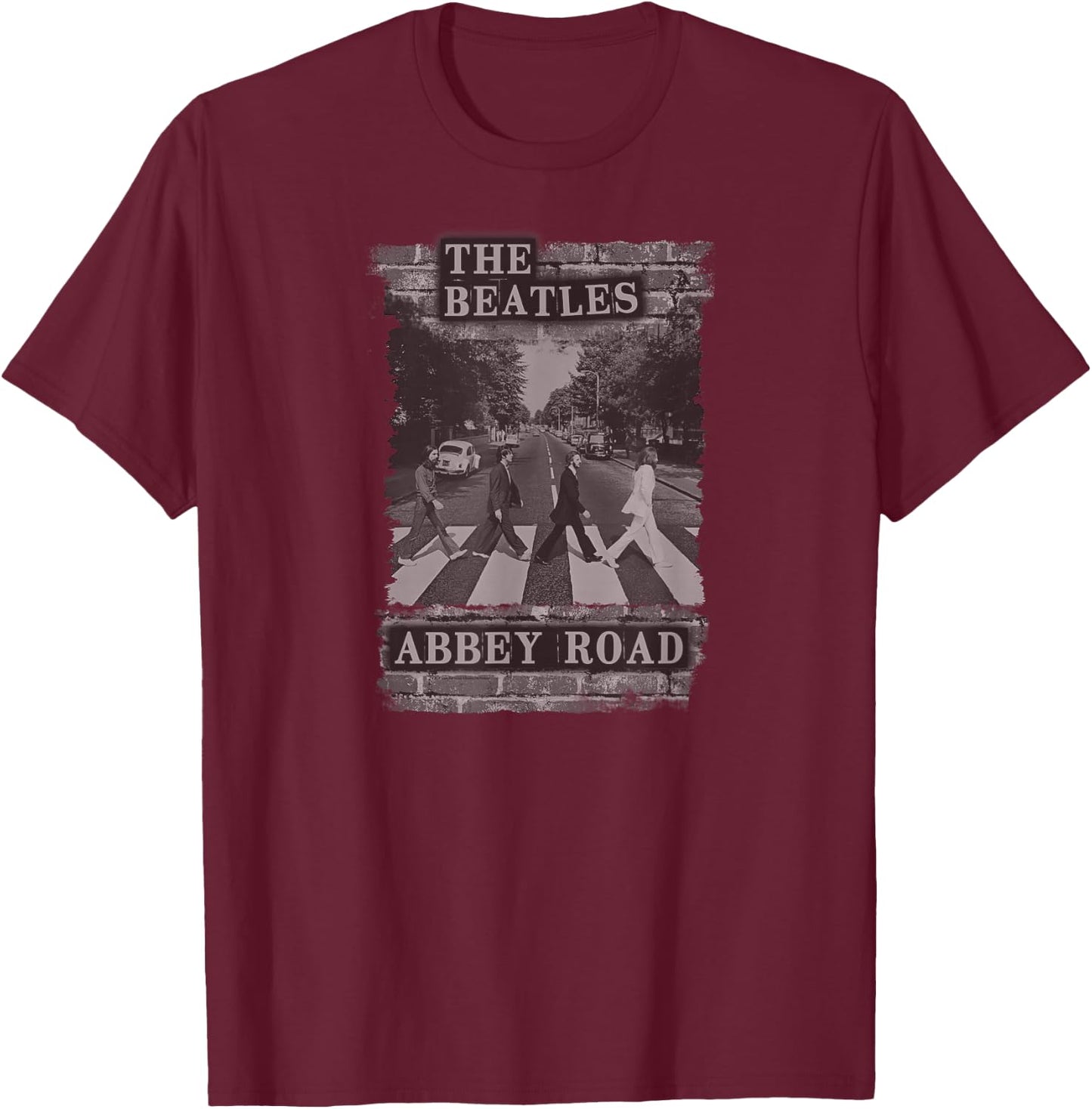 The Beatles - Brick Wall Abbey Road T-Shirt - T-Shirt | Maroon
