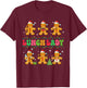 Lunch Lady Job Christmas Colorful Group Santa Gingerbreads T-Shirt - T-Shirt | Maroon