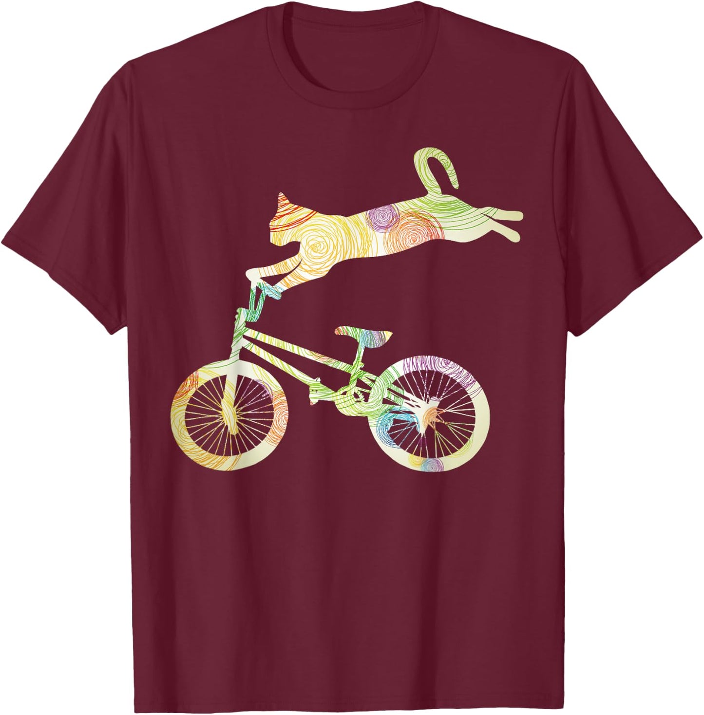 Cat Bike Cycling Bicycle - Your Gift Collection Women Girls Kids T-Shirt - T-Shirt | Maroon