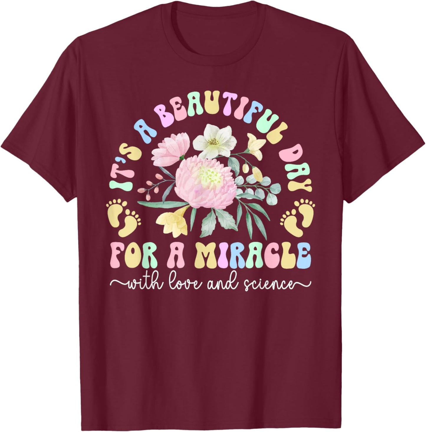 IVF Mom Embryo Transfer Day IVF Transfer Day Groovy T-Shirt - T-Shirt | Maroon