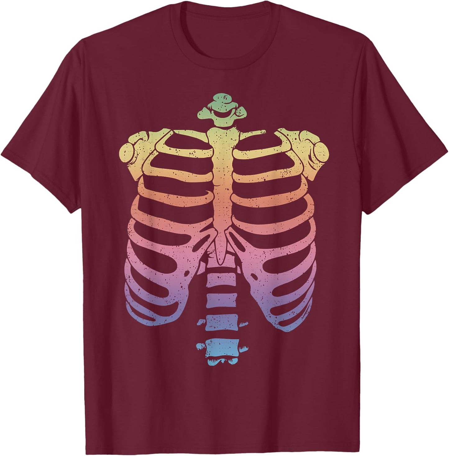 Halloween Skeleton Rib Cage Zombie Costume Shirt T-Shirt - T-Shirt | Maroon