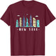 New York Skyline NYC NY City USA America Souvenir Gift T-Shirt - T-Shirt | Maroon
