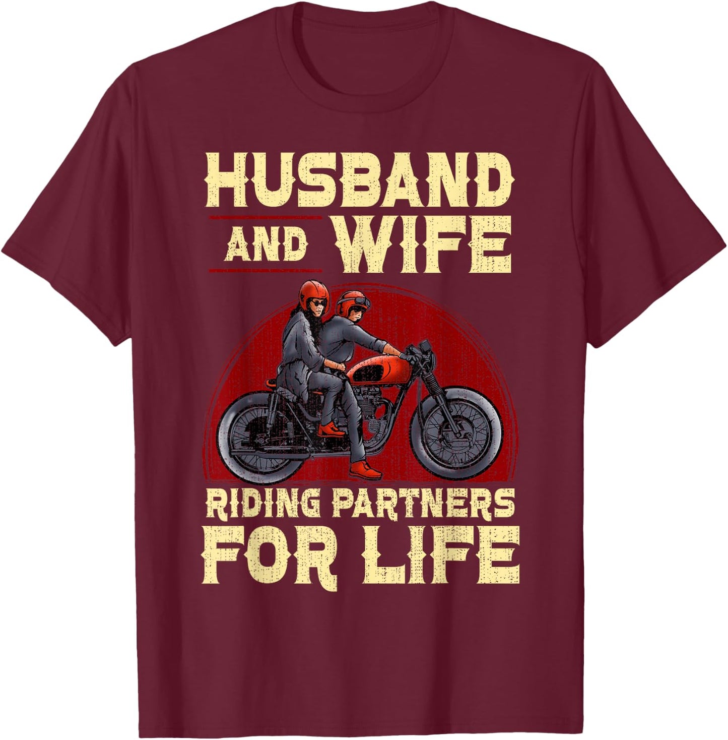 Biker Husband Wife Matching Couple Anniversary Motorcycle T-Shirt - T-Shirt | Maroon