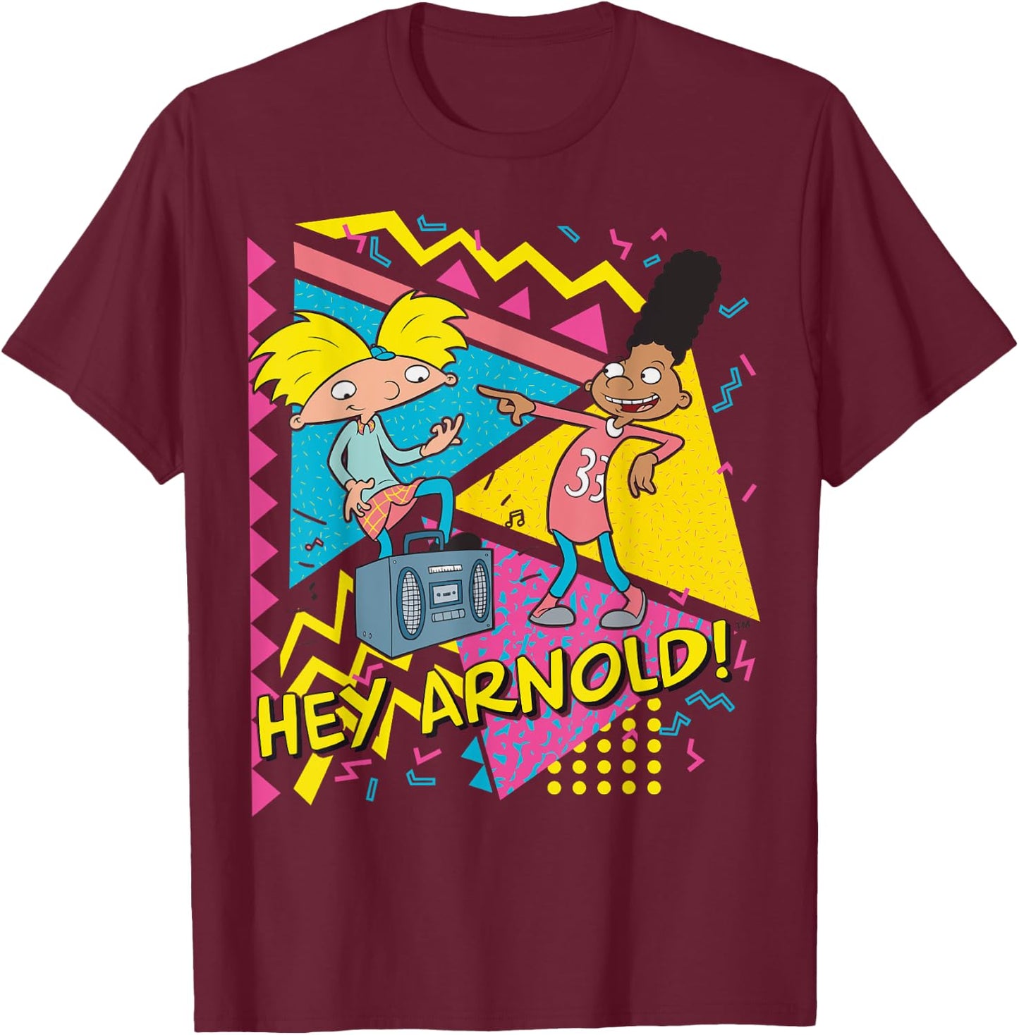 Hey Arnold! 90's Party Poster T-Shirt - T-Shirt | Maroon