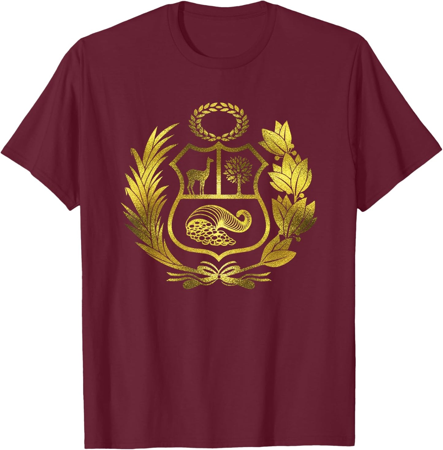 Peru Shirt Peruvian Coat of Arms Shirt T-Shirt - T-Shirt | Maroon