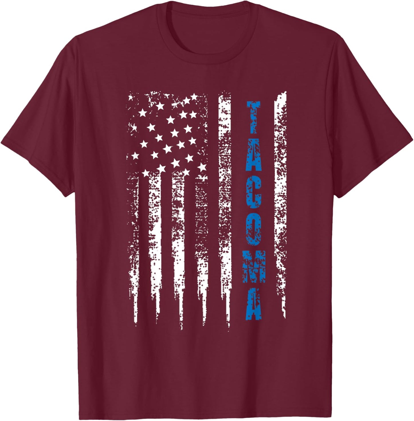 Tacoma Blue Line Police Designs Co. Blue Line Tacoma Distressed National Police Week Adult Black T-Shirt - T-Shirt | Maroon