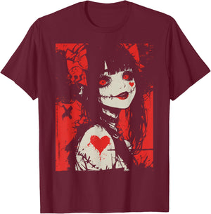 Horror Anime Manga | Japan Japanese Creepy Kawaii Goth T-Shirt - T-Shirt | Maroon