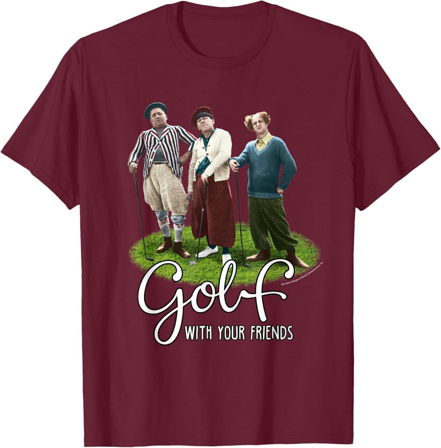 TTS- The Three Stooges Golf With Your Friends T-Shirt - T-Shirt | Maroon