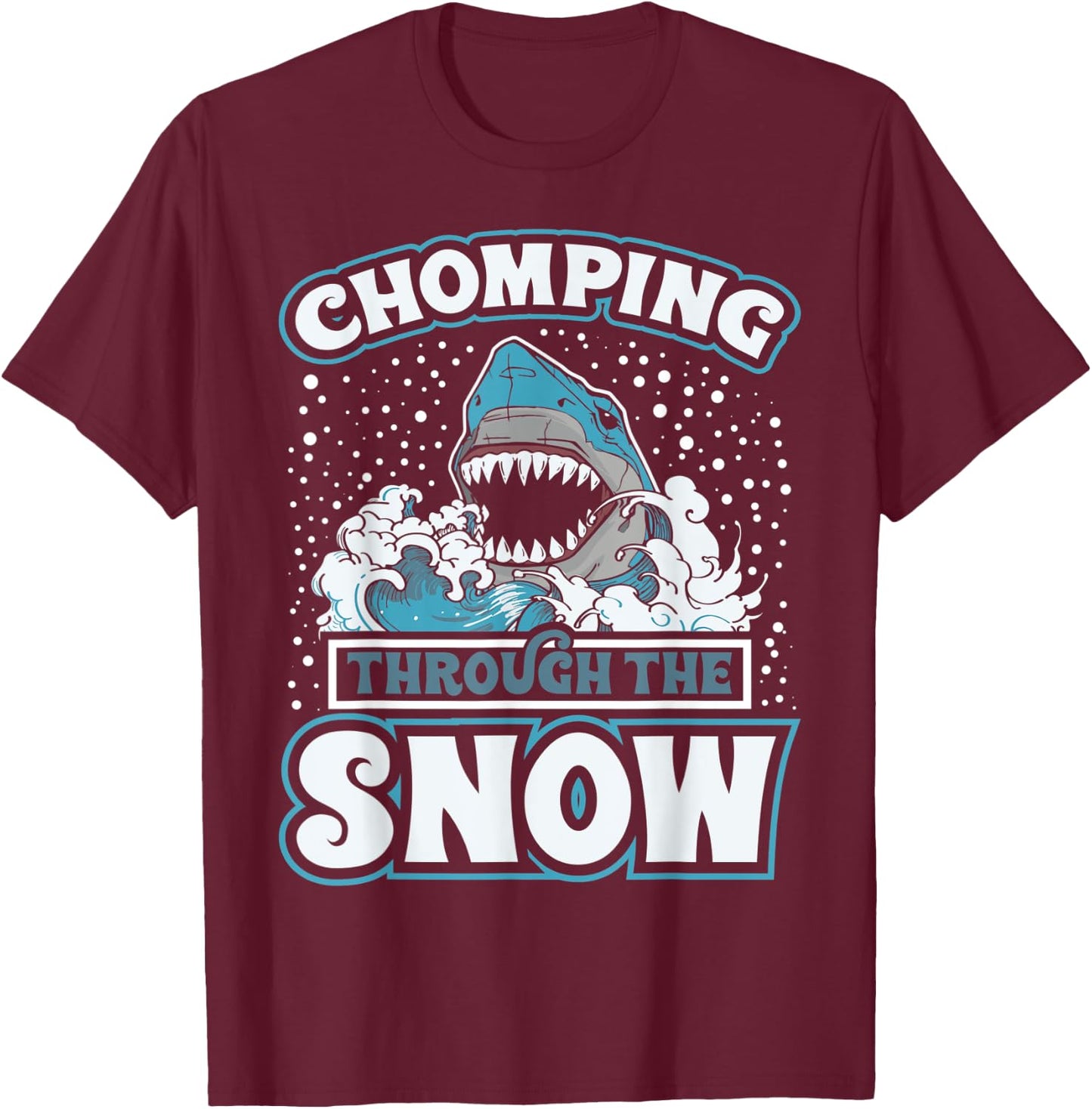 Shark Christmas Clothing Through The Snow Funny Sharkmas T-Shirt - T-Shirt | Maroon