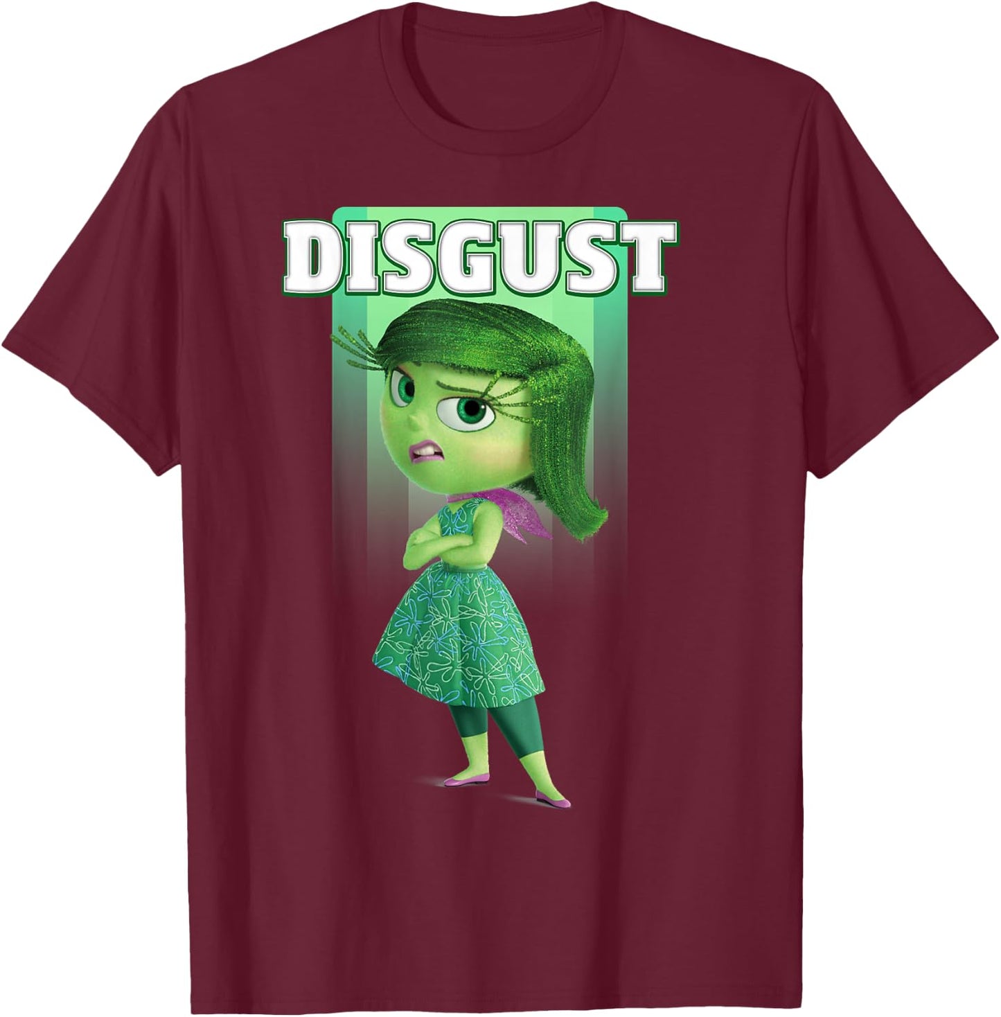 Disney Pixar Inside Out Disgust Green Retro Poster Logo T-Shirt - T-Shirt | Maroon