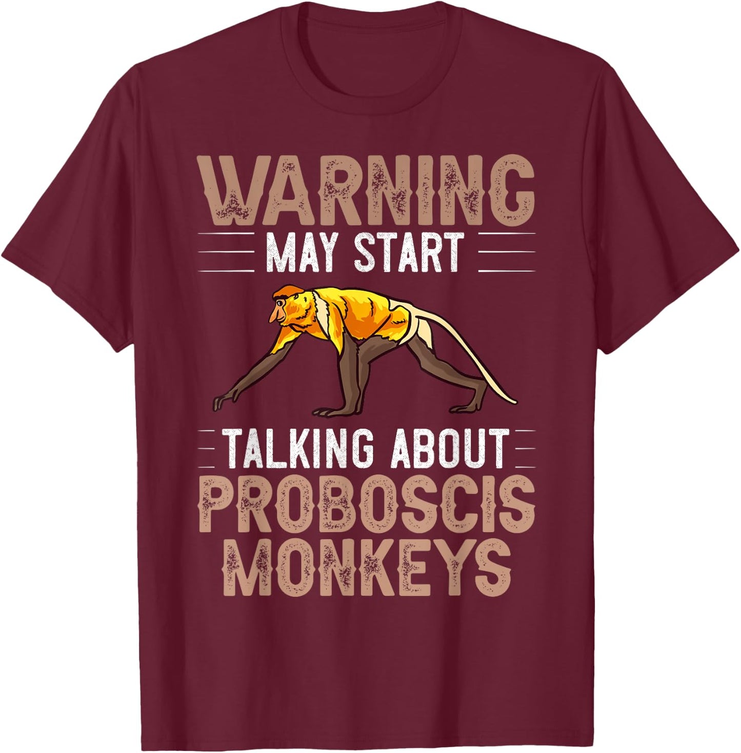 Proboscis Monkey Funny Asian Cute Animals T-Shirt - T-Shirt | Maroon