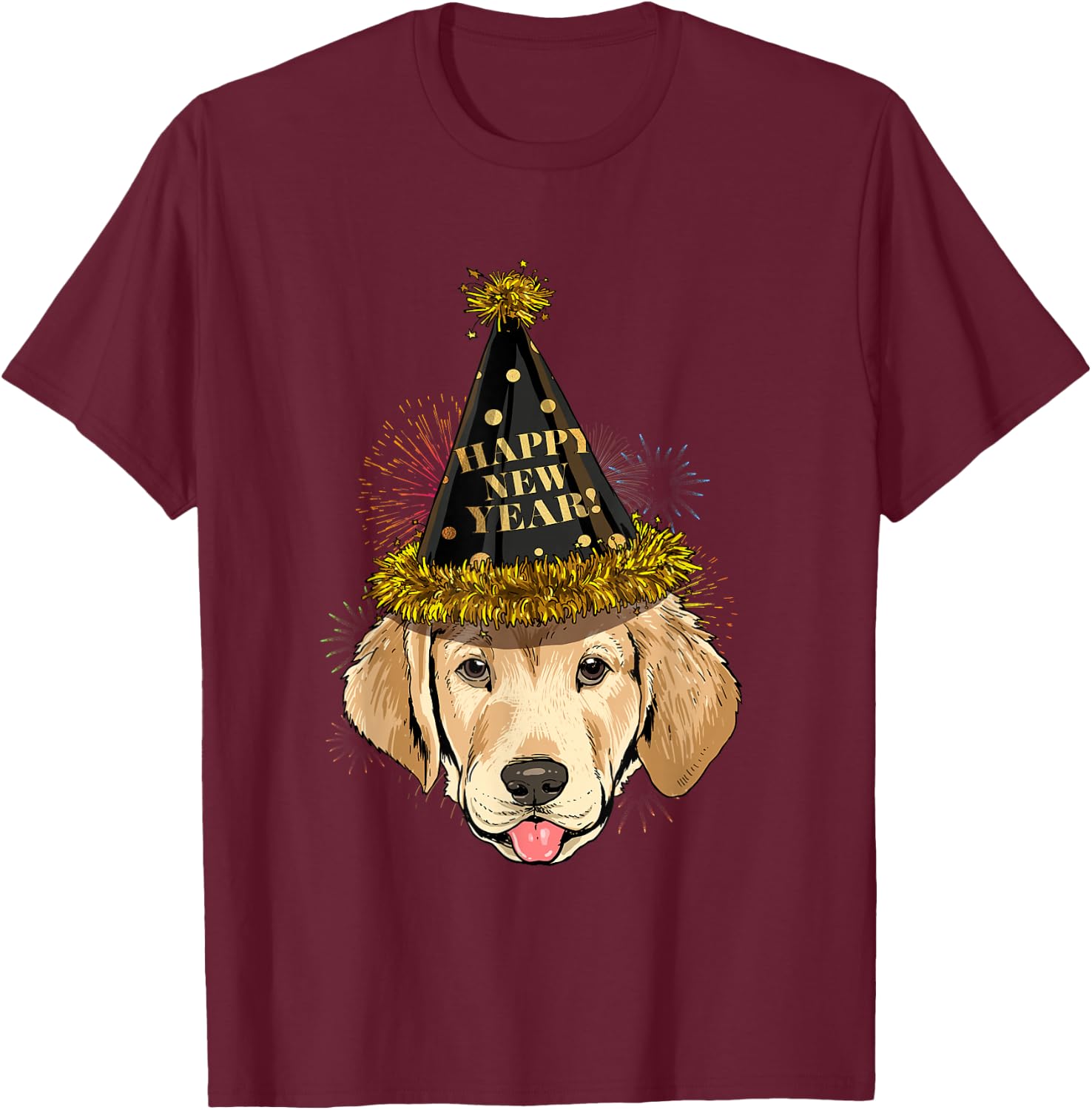Labrador Retriever Happy New Year 2021 Dog T-Shirt - T-Shirt | Maroon