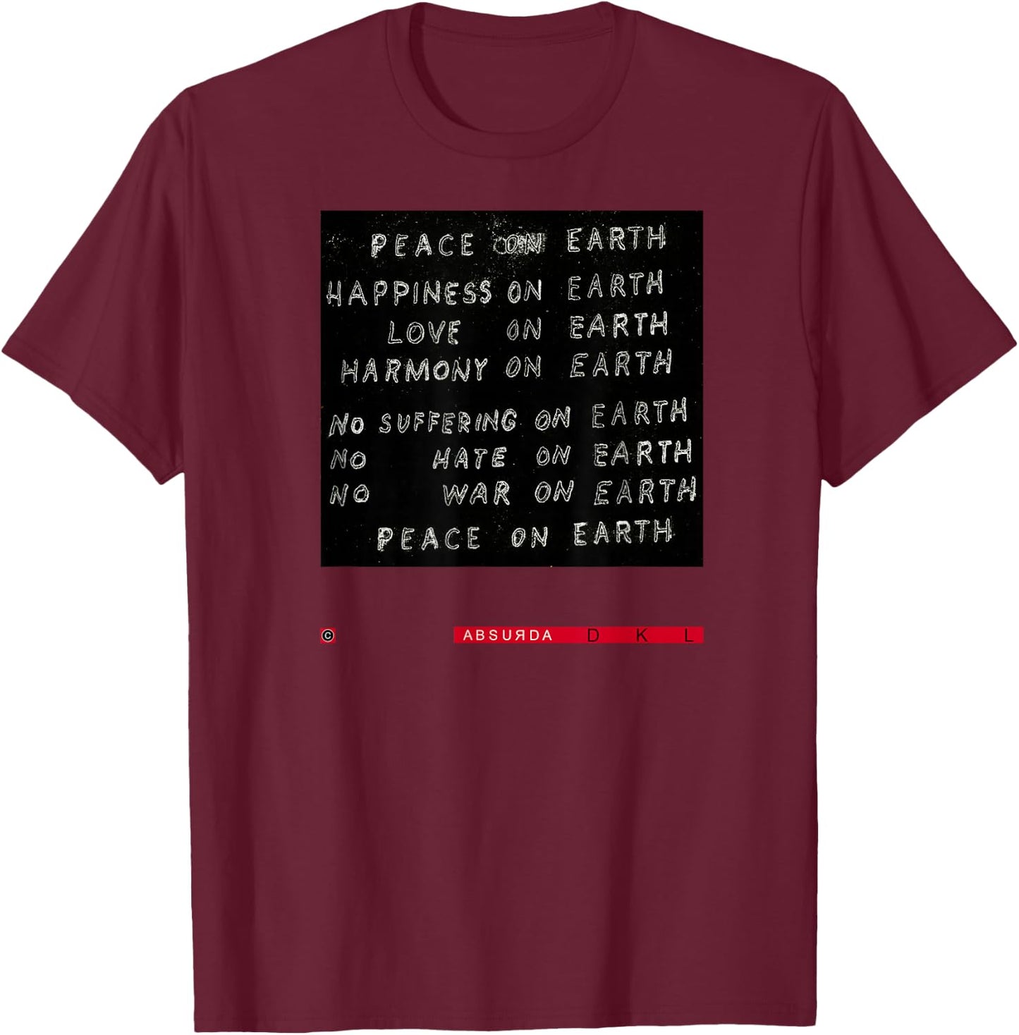 Studio: David Lynch Peace ON Earth T-Shirt - T-Shirt | Maroon