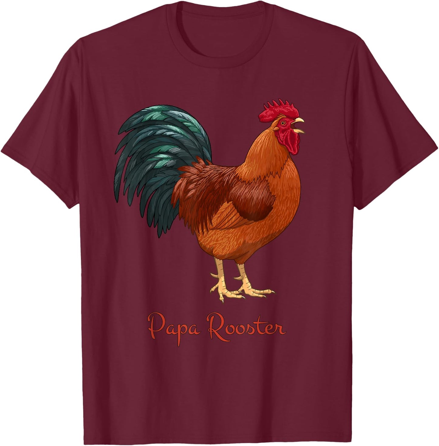 Rhode Island Red Chicken Papa Rooster Bird Lovers T-Shirt - T-Shirt | Maroon