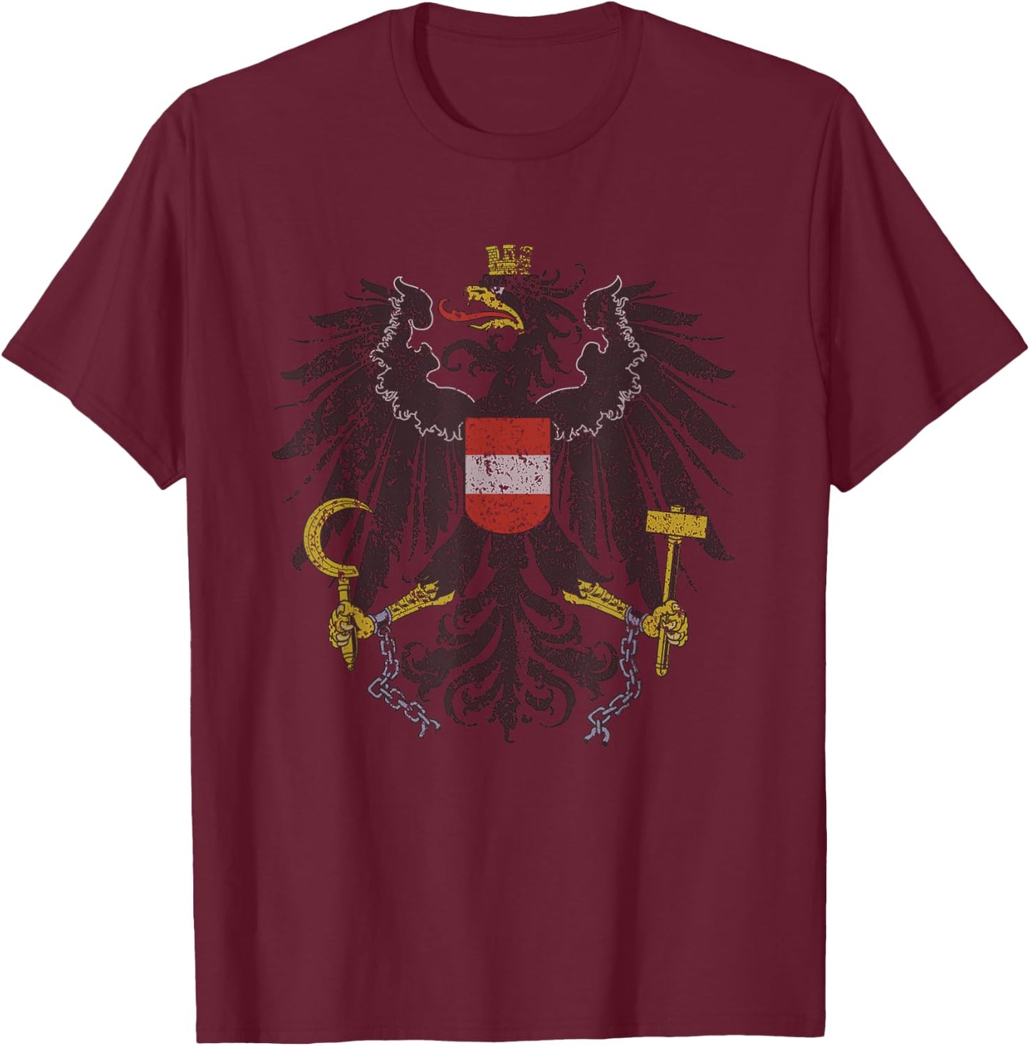 Austrian Flag Austria Coat of Arms Vienna Eagle T Shirt T-Shirt - T-Shirt | Maroon