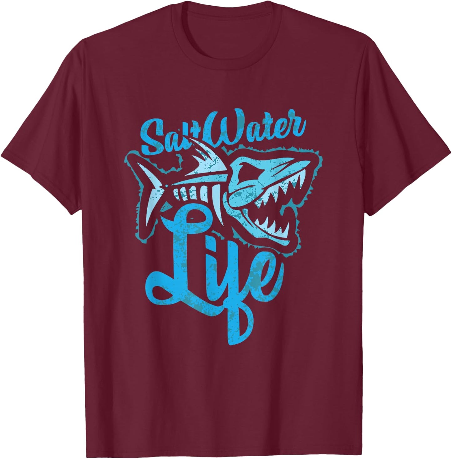 Saltwater Life Fishing T-Shirt - T-Shirt | Maroon