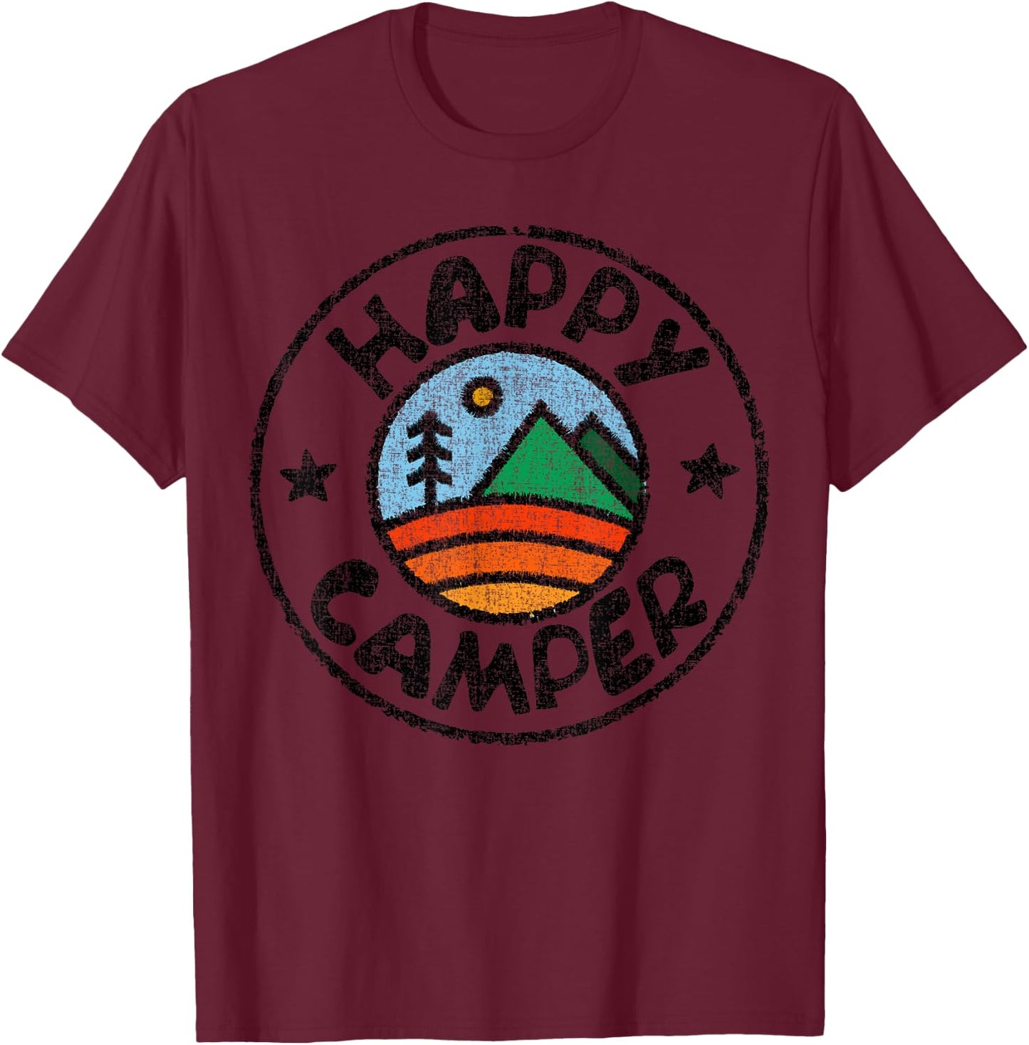 Funny Camper Happy Camping Lover Camp Vacation Shirt T-Shirt - T-Shirt | Maroon