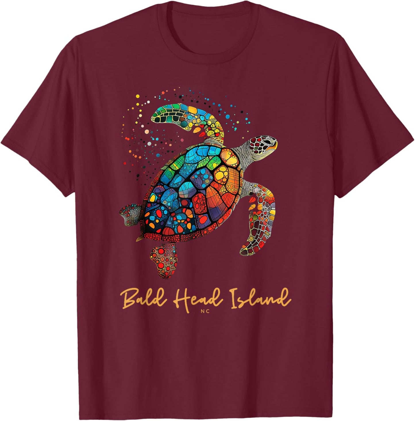 Bald Head Island NC Beach Vacation Vintage Sea Turtle T-Shirt - T-Shirt | Maroon