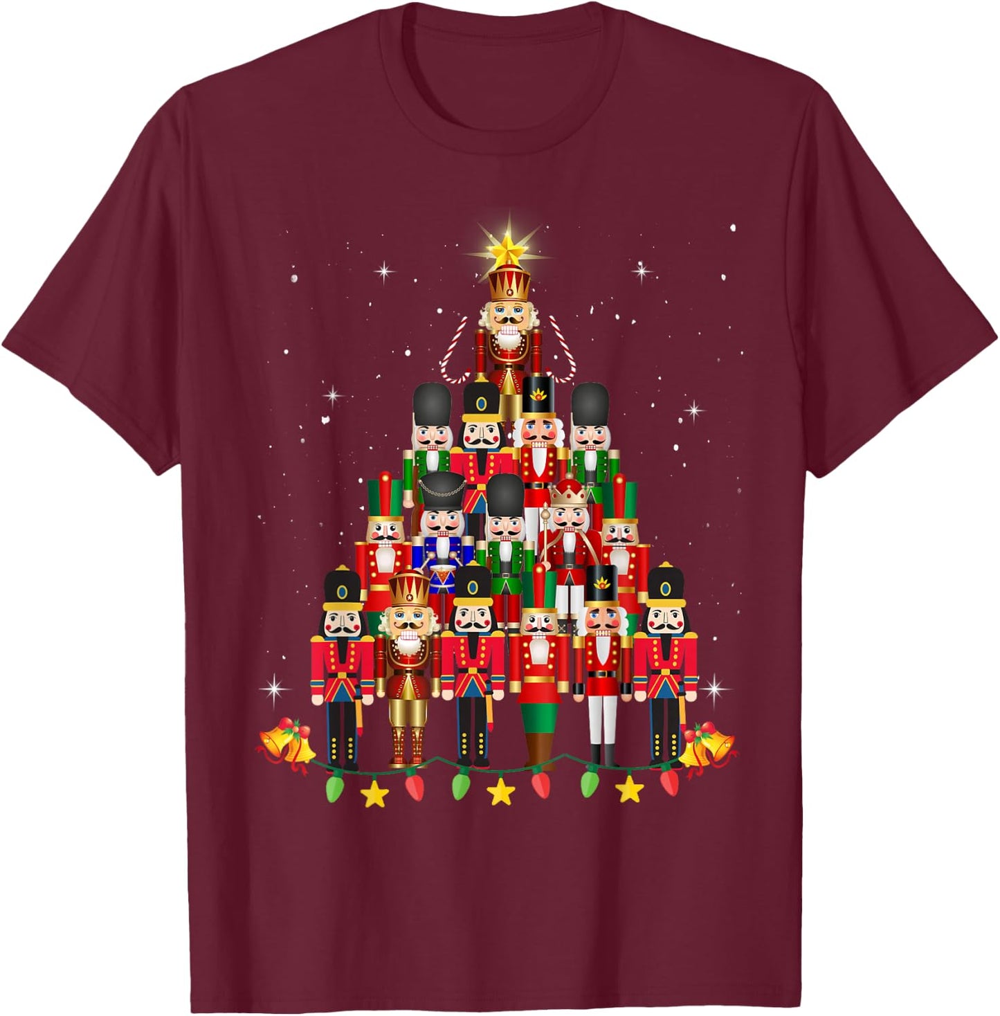 Loudest Nutcracker Group Matching Family Holiday Funny Nutcracker Christmas Tree 2024 Black Small T-Shirt - T-Shirt | Maroon