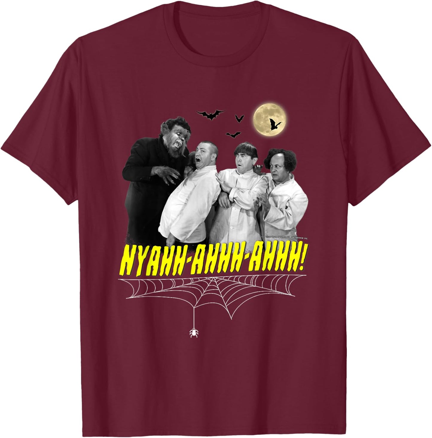 TTS- The Three Stooges NYAHH-AHHH-AHHH! Halloween T-Shirt - T-Shirt | Maroon