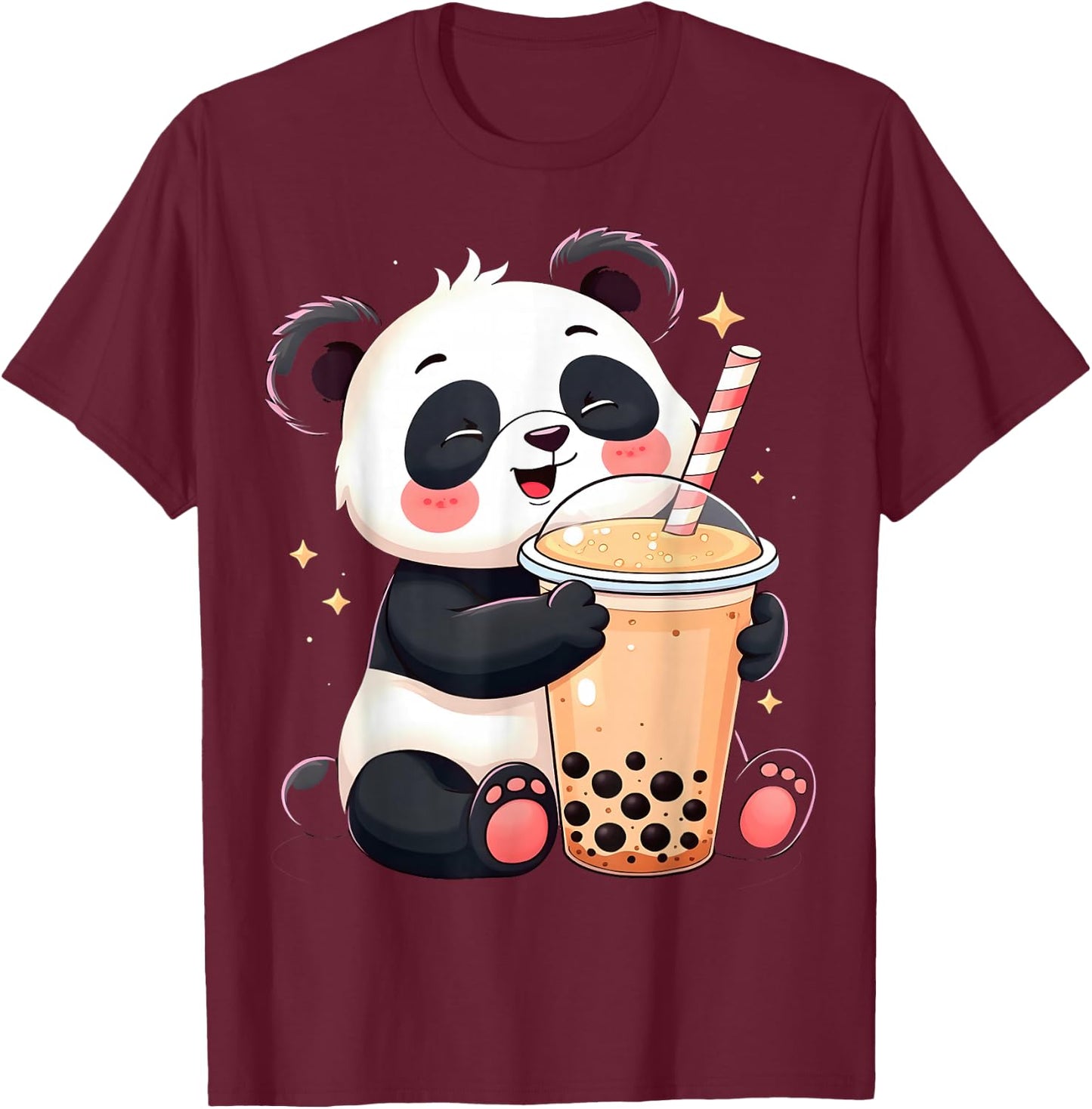 Panda Bubble Tea Lover Kawaii Boba T-Shirt - T-Shirt | Maroon