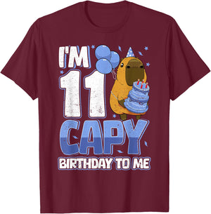 11 Years Capy Birthday to me Boys 11th Birthday Capybara T-Shirt - T-Shirt | Maroon