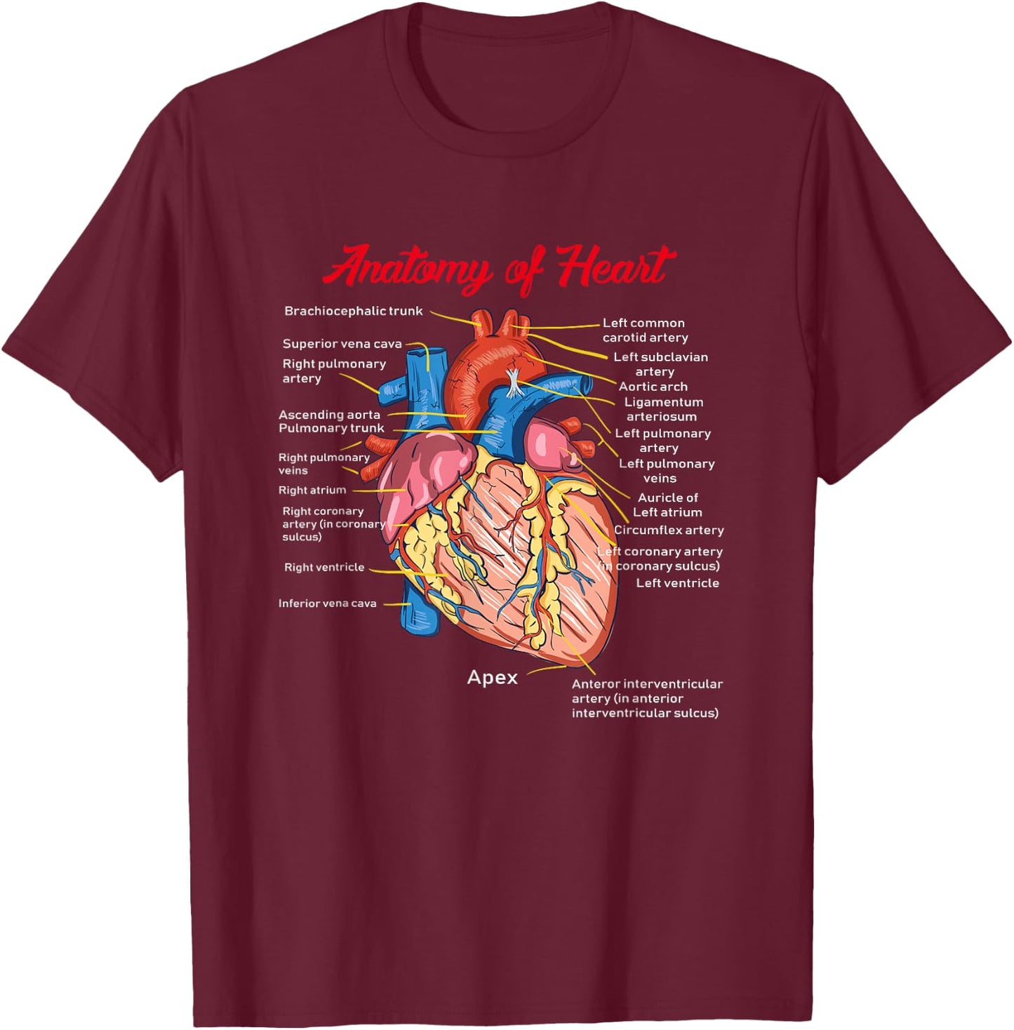 Nurse Anatomy of Heart Art T-Shirt - T-Shirt | Maroon