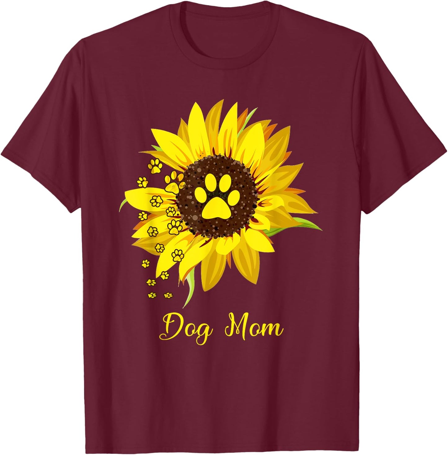 Dog Mom Sunflower Gift Love Dogs and Flowers Women T-Shirt - T-Shirt | Maroon