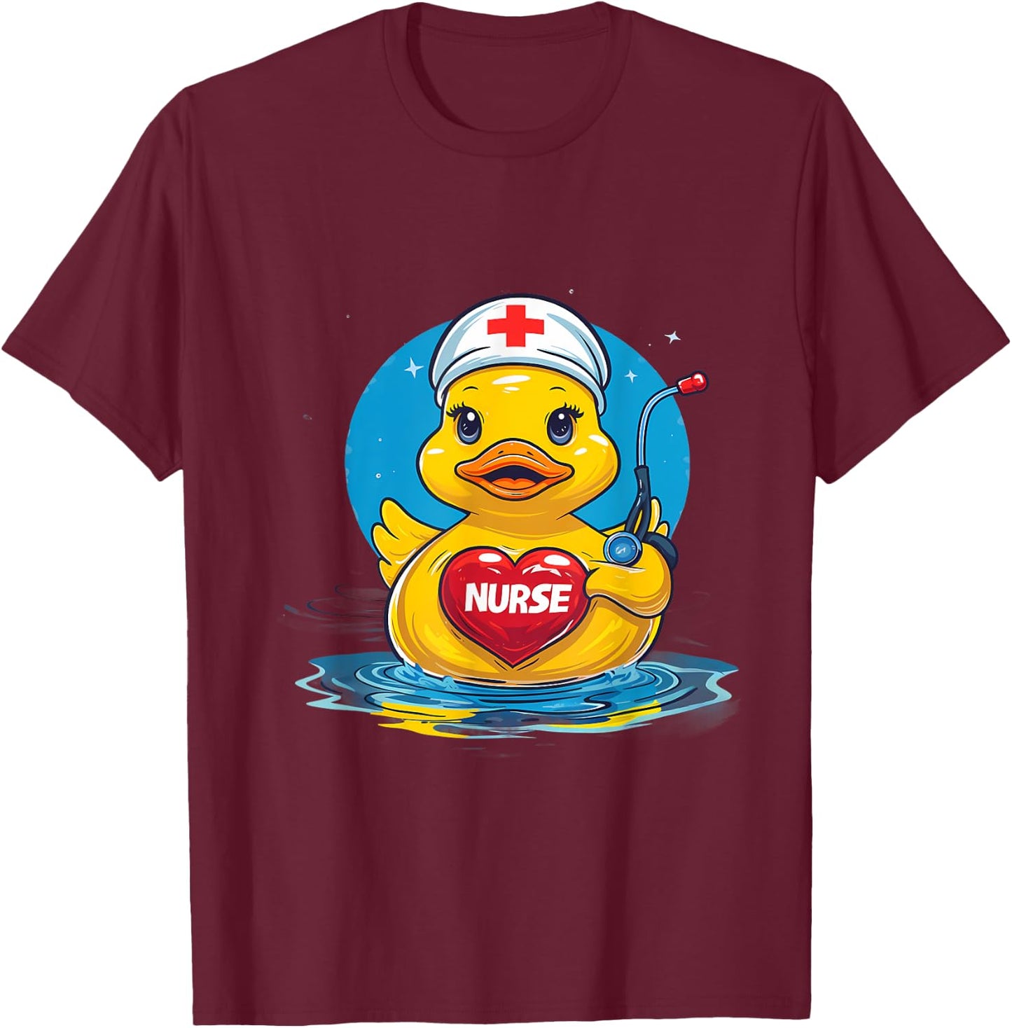 Rubber Duck Nurse Nursing Rubber Duck Lover Stethoscope T-Shirt - T-Shirt | Maroon