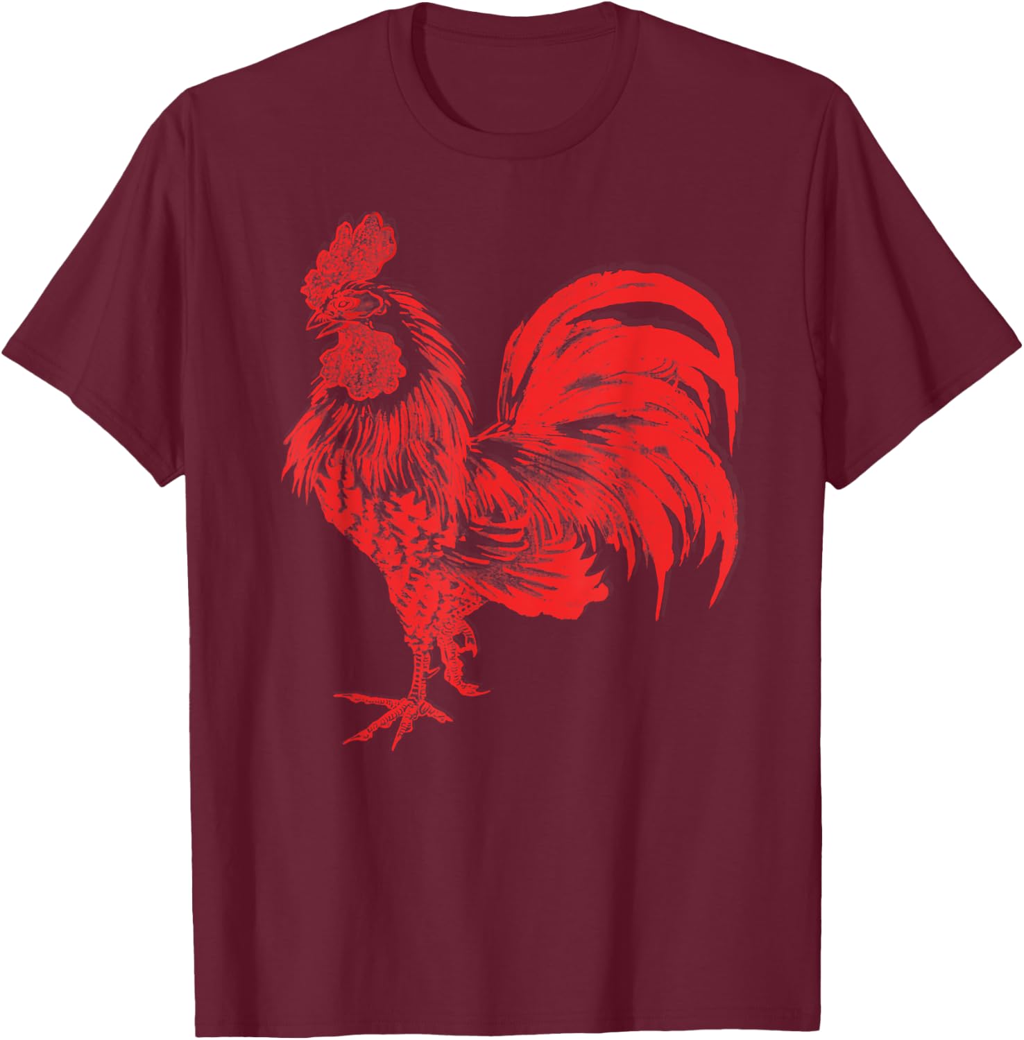 Men's Red Rooster Shirt Cocky Vintage Rooster T-Shirt - T-Shirt | Maroon