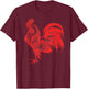 Men's Red Rooster Shirt Cocky Vintage Rooster T-Shirt - T-Shirt | Maroon