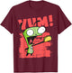Invader Zim Gir Screaming Yum! Taco Portrait Small T-Shirt - T-Shirt | Maroon