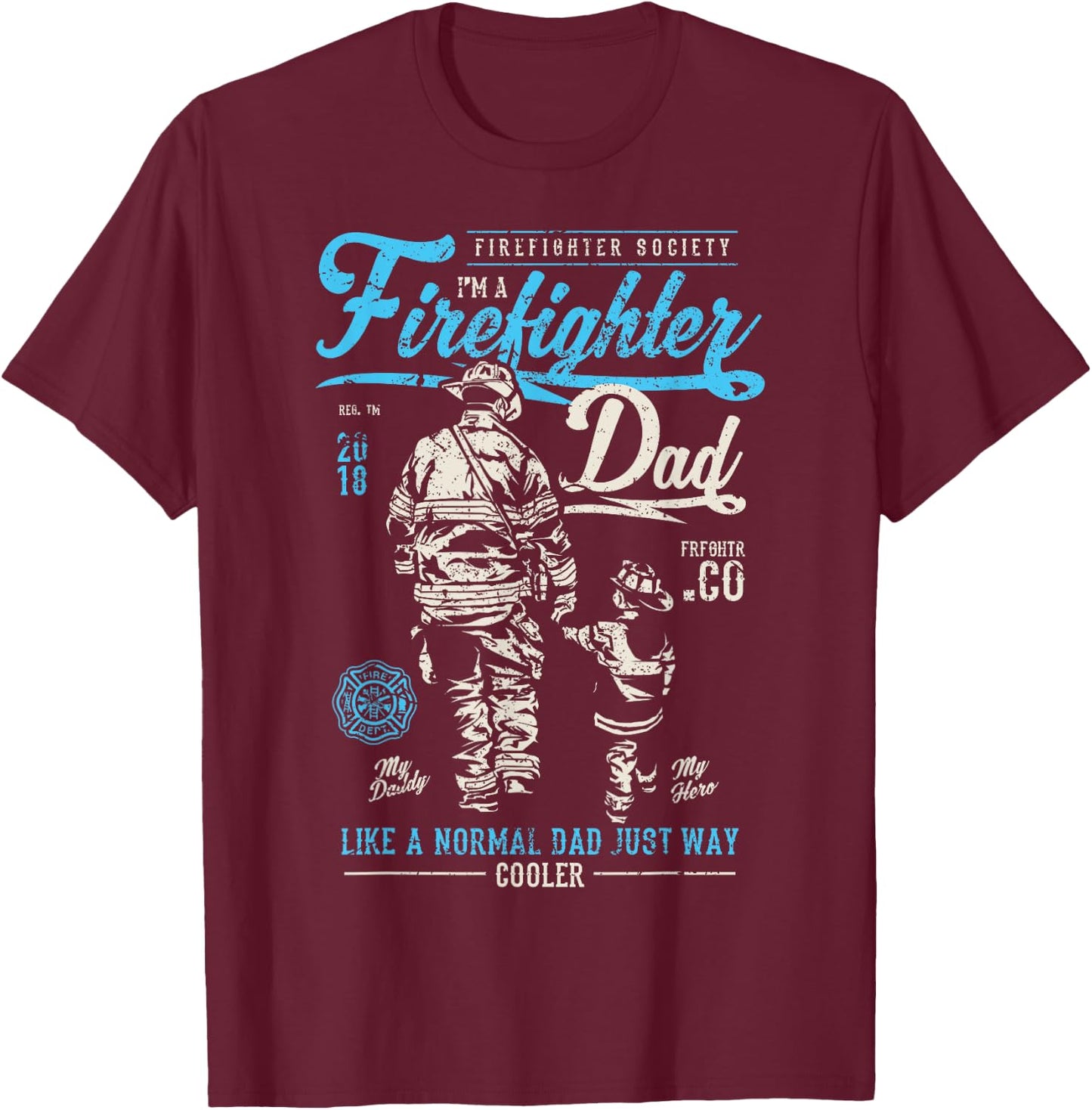 Firefighter Father's Day Retro Dad Xmas Gifts T-Shirt - T-Shirt | Maroon