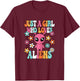 Just A Girl Who Loves Aliens Cute Extraterrestrial Kids T-Shirt - T-Shirt | Maroon