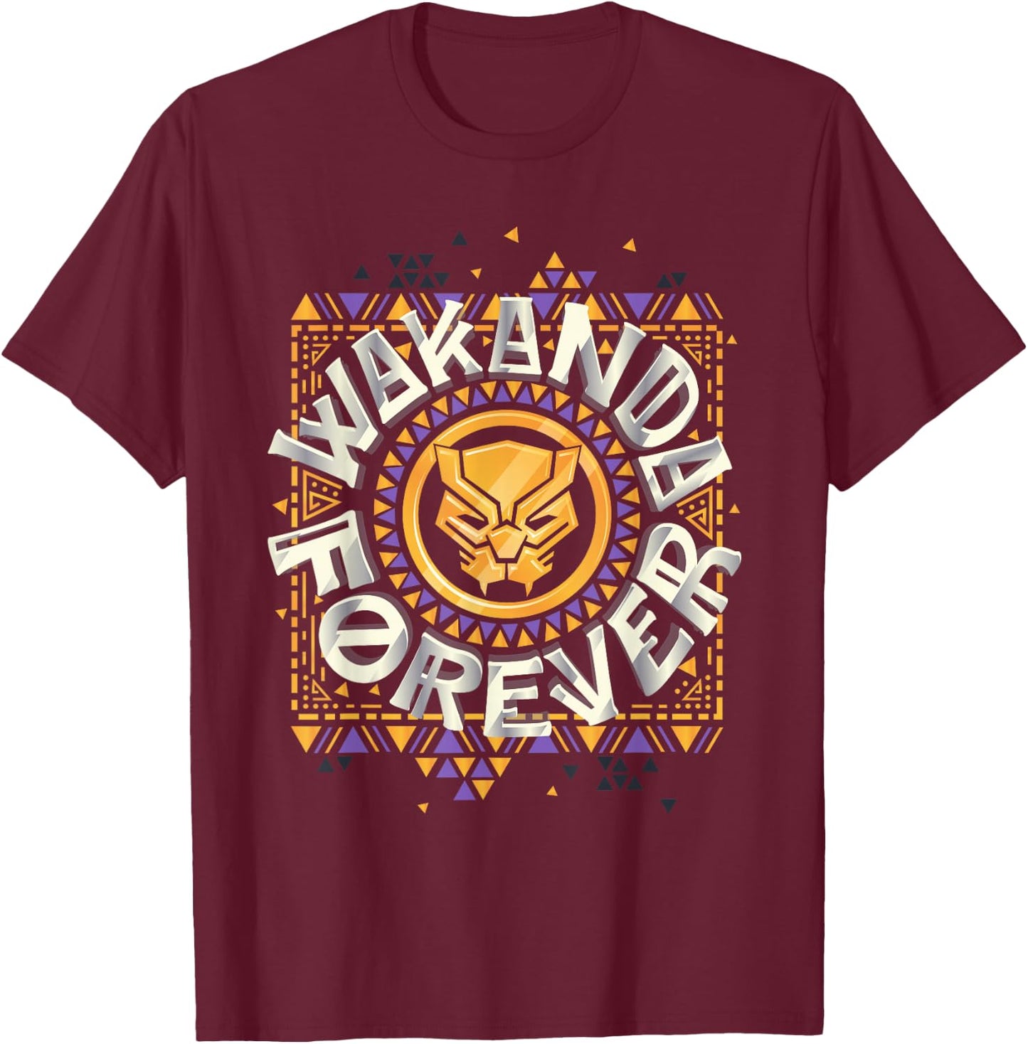 Marvel Black Panther Wakanda Forever Emblem T-Shirt - T-Shirt | Maroon