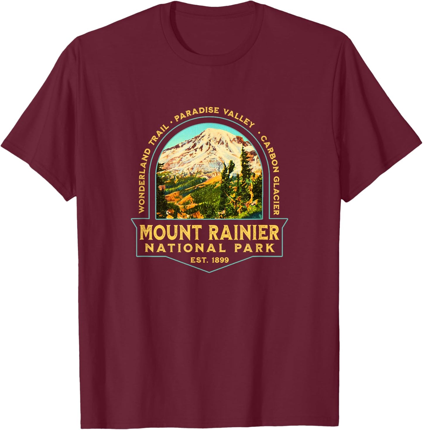 Vintage Mount Rainier National Park Washington Souvenir T-Shirt - T-Shirt | Maroon