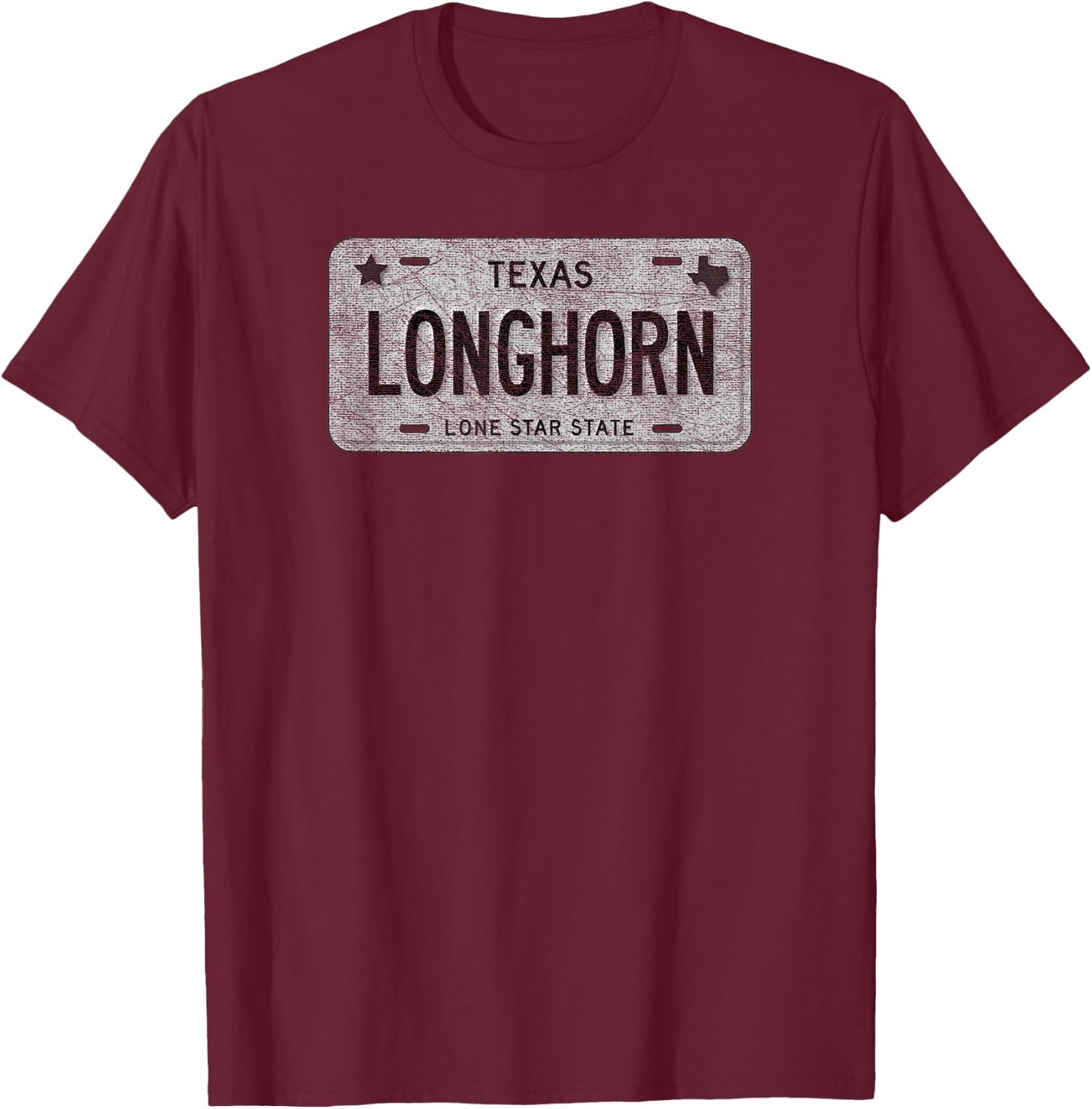 Funny TX State Vanity License Plate LONGHORN T-Shirt - T-Shirt | Maroon