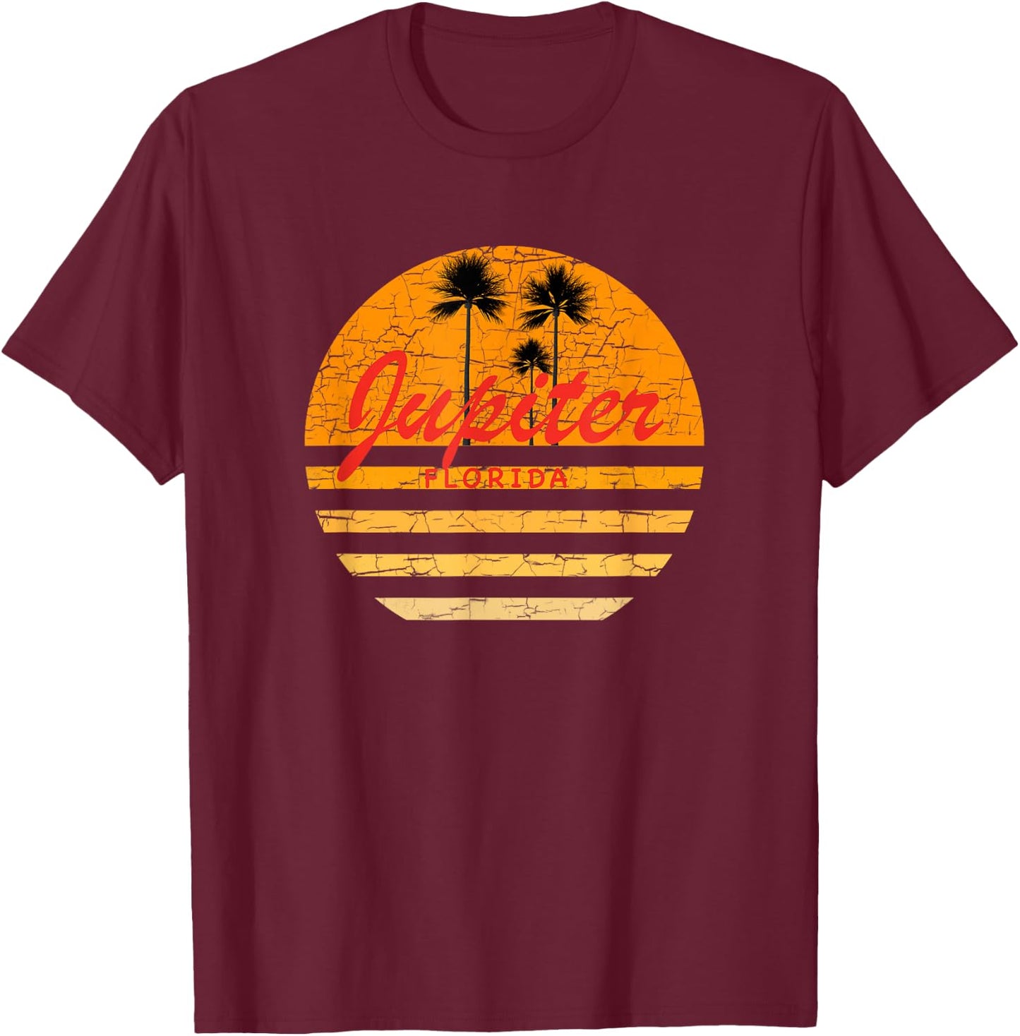 Jupiter Florida Vintage Retro 70s Throwback Surf T-Shirt - T-Shirt | Maroon