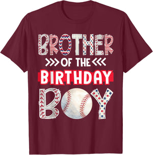 Brother of the Birthday Boy Baseball Family Squad T-Shirt - T-Shirt | Maroon
